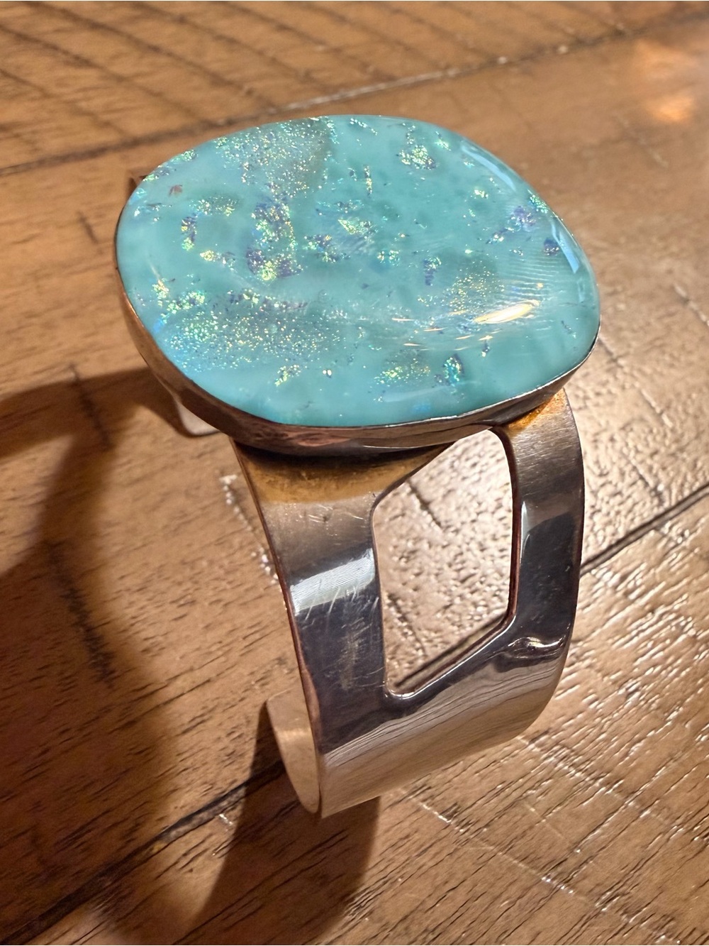 Jay King DTR Sterling Silver Dichroic Glass Opalescent Cuff Bracelet 6.5" - Picture 6 of 9